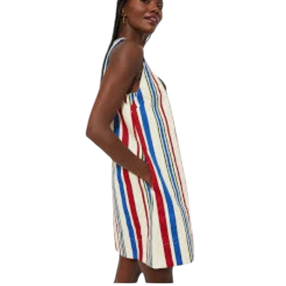 Pomander Place L Americana Stripe Kira Mini Dress Preppy Coastal Pockets Stripes - Picture 3 of 13